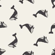 whale doodle seamless pattern background N6