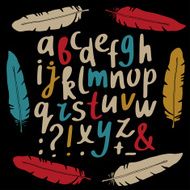 Hand drawn alphabet feathers N2