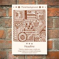 Tribal ethnic floral doodle pattern on brick wall background