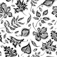 Seamless pattern of vintage leaves N2