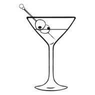 Vector Lineart Martini Glass with Olives