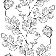 Vector Seamless Monochrome Floral Pattern N261