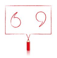 Red Pencil Drawing Quotation Marks in Rectangular Speech Balloon