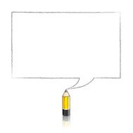 Lead Yellow Pencil Drawing Rectangular Speech Balloon