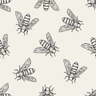 bee doodle seamless pattern background N4