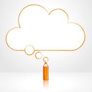 Orange Pencil Drawing Flat Cloud Thought Balloon