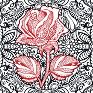 Vector seamless floral pattern with graphic rose flower Tribal ethnic