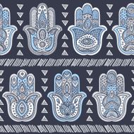 Vector Indian hand drawn hamsa seamless pattern N16