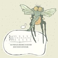 Illustration monster fly with long legs wings and proboscis Speech N2
