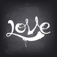 Love text design Hand drawn word on blackboard