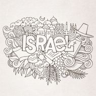 Israel hand lettering and doodles elements background N6