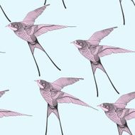 Zentangle stylized swallow seamless pattern Hand Drawn vector i N2
