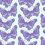 Zentangle stylized Butterfly seamless pattern Hand Drawn vector