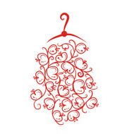 Dress with floral ornament on hanger sketch for your design