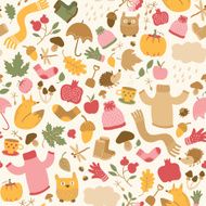 Autumn seamless pattern Doodle style N3