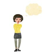 cartoon shy woman with thought bubble N54