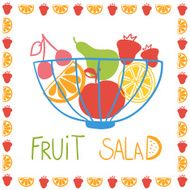 Hand drawn fruit in bowl