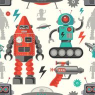 seamless Robot pattern cartoon vector illustration N3