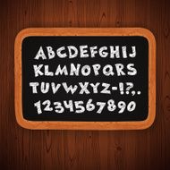 Hand Drawn Chalked Letters and Numbers on Blackboard