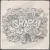 Israel hand lettering and doodles elements background N8