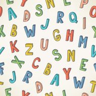 Seamless pattern with colorful hand drawn letters