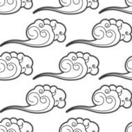 Curly retro clouds seamless pattern