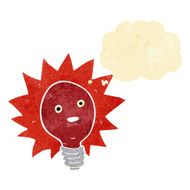 cartoon red lightbulb with thought bubble N7