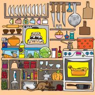 kitchen doodle vector