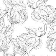 Vector Seamless Monochrome Apple Tree Pattern N2