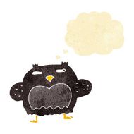 cartoon suspicious owl with thought bubble N7