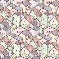 Cute naive house seamless vector pattern City Multicolored pattern