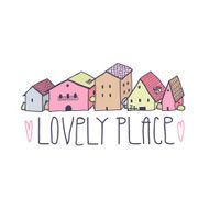 Cute naive house multicolored background Pastel colors N2
