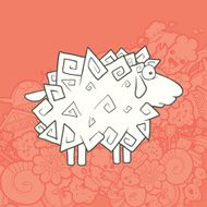 Vector Illustration Cute Hand Drawn Sheep Greeting card New Year N8