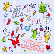 Happy new year doodles Vector illustration