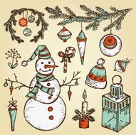 Vector set Christmas decorations N3