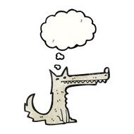 cartoon wolf with thought bubble N60