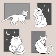 Funny cats sketches set three