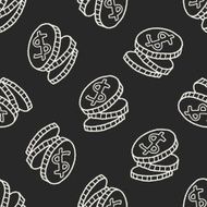 Doodle Coin seamless pattern background N2