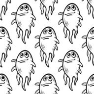 Seamless pattern with cute cartoon monster character