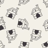 doodle dog house seamless pattern background N6