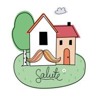 Illustration House with mustache