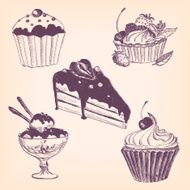 set of hand drawn desserts N2