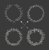 Hand drawn vintage arrows feathers dividers and floral elements