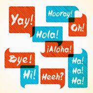 hatched speech bubble set