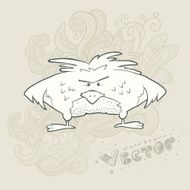 Illustration hand drawn vector retro cartoon bird with abstract floral N9