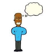 cartoon annoyed balding man with thought bubble N11