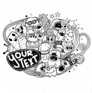 Hand drawn Monsters and cute alien N34