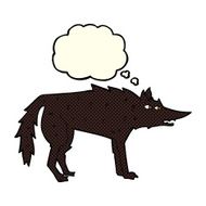 cartoon wolf with thought bubble N61