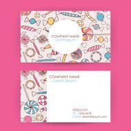 Business Card Hand Drawn Candy Sweets Background