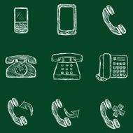 Vector Set of Chalk Telephone Icons